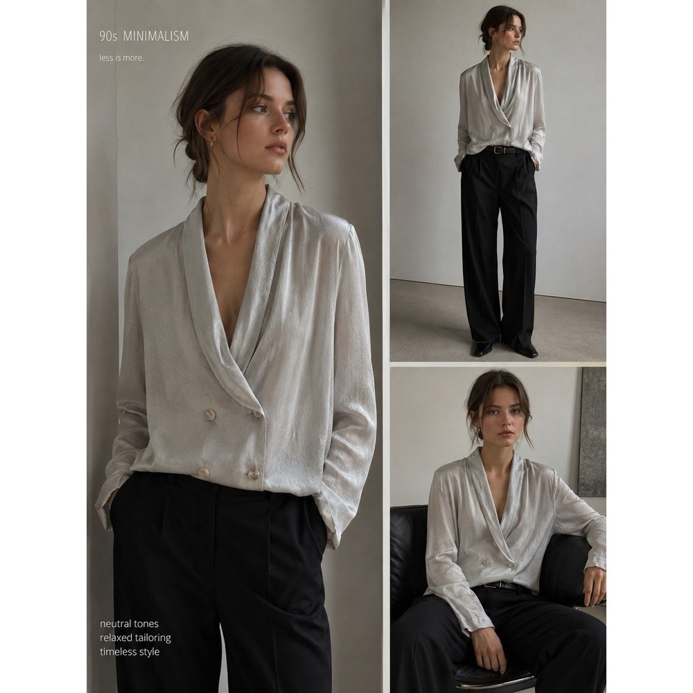 La‎ Perla Vintage Silk 90s Minimalist Top Jacket Size 1 Designer Quiet Luxury